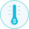 blue funding thermometer icon