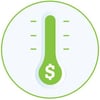 light green funding thermometer icon