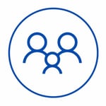 family or parents with child icon dark blue circle icon of two parents and a child together