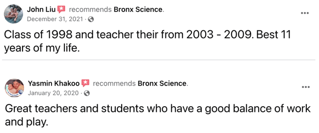 facebook school reviews from bronx science high school