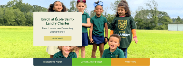 enrollment landing page for ecole saint landry charter school