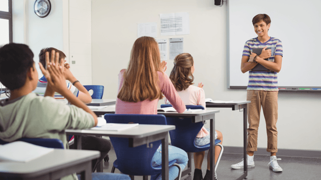 a student meeting his new class at his new school