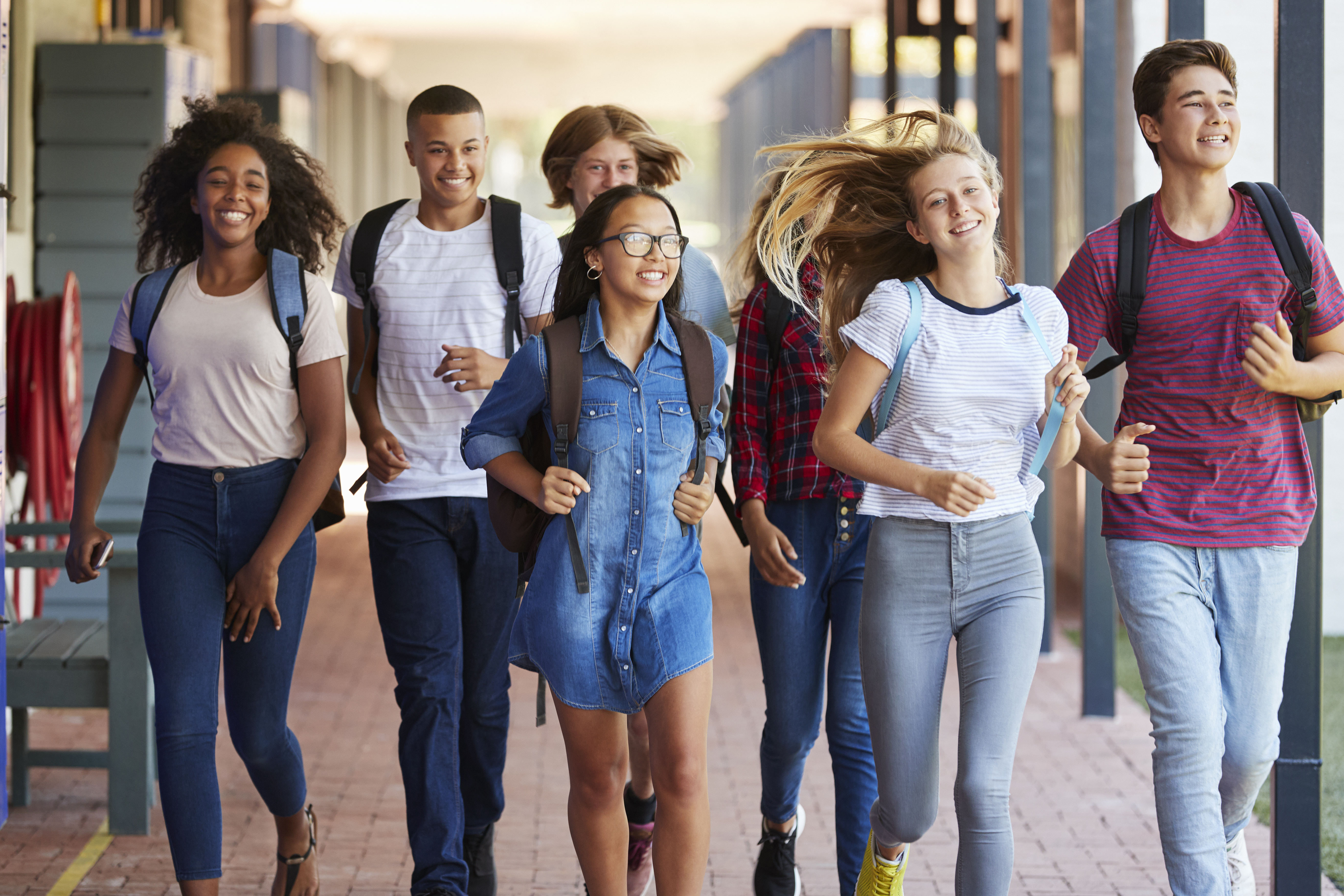 a group of high school students walking together