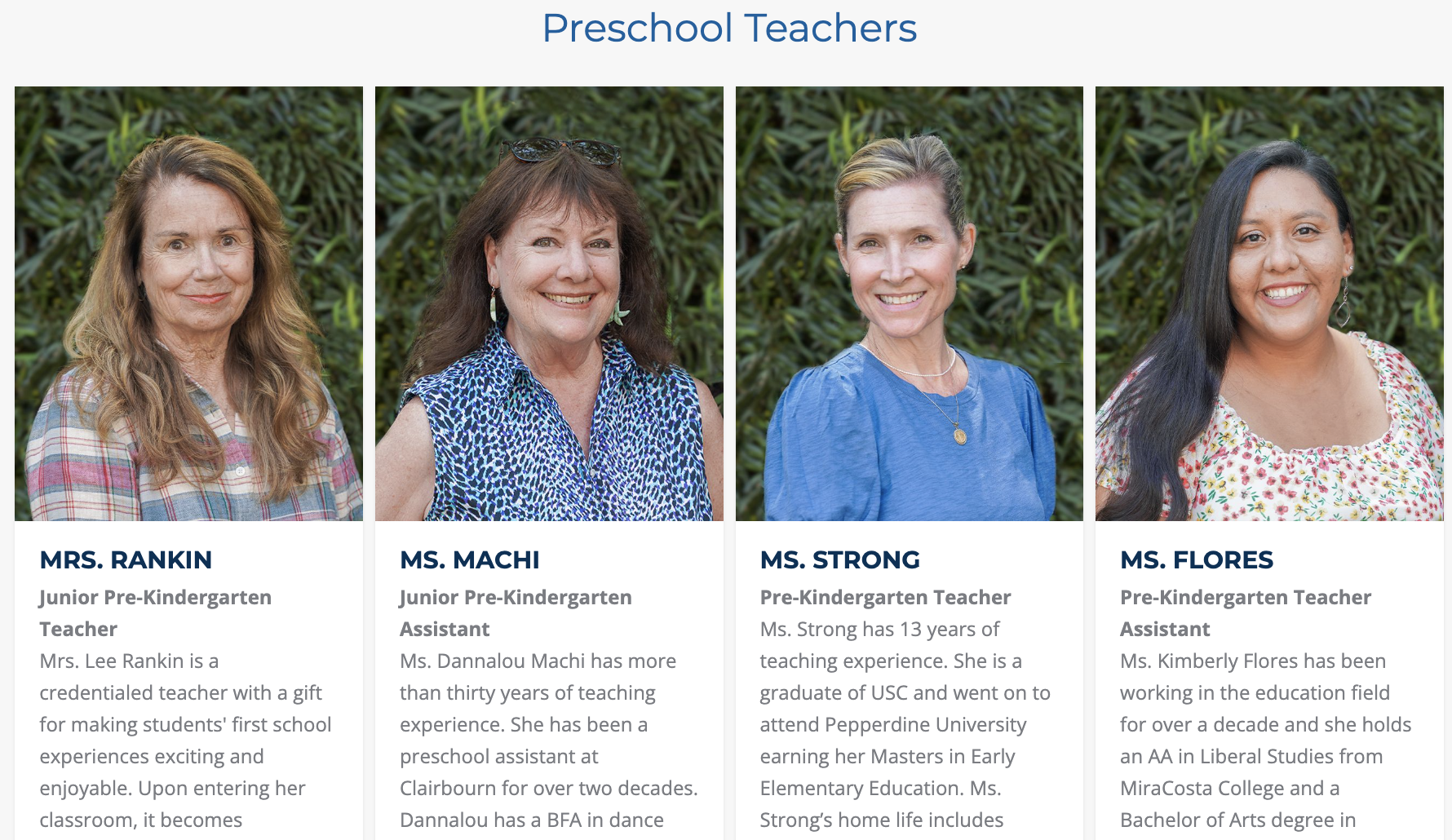 faculty profiles for teachers at clairbourn school in california